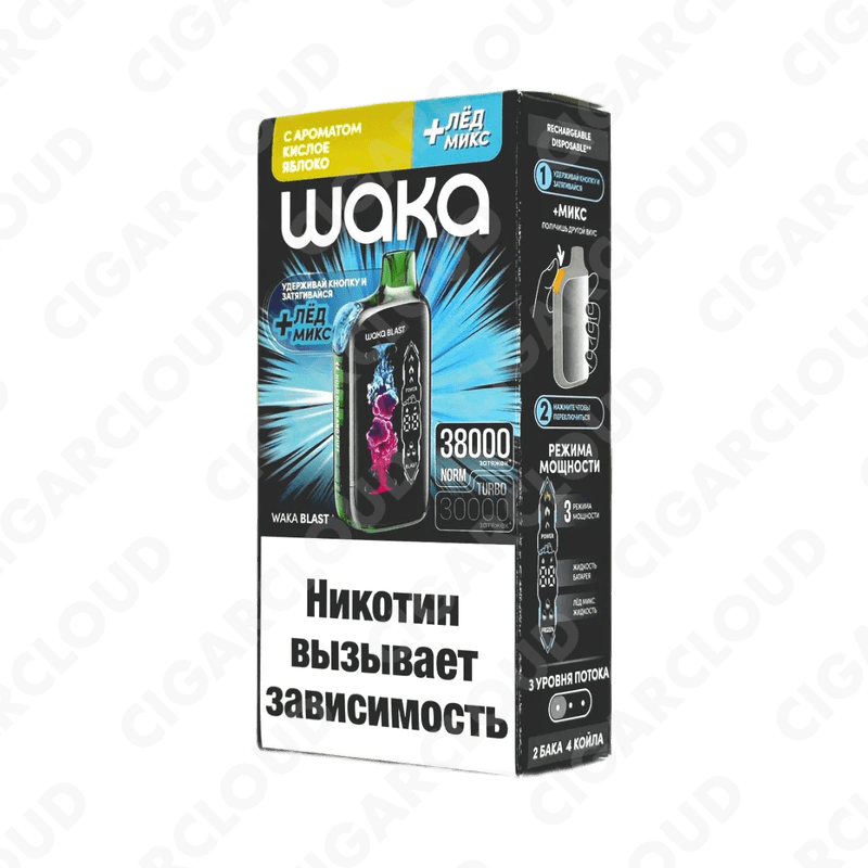 WAKA Blast 38000 Hard - Кислое яблоко + лед микс