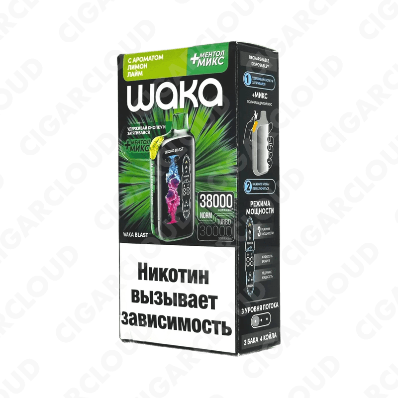 WAKA Blast 38000 Hard - Лимон лайм + ментол микс