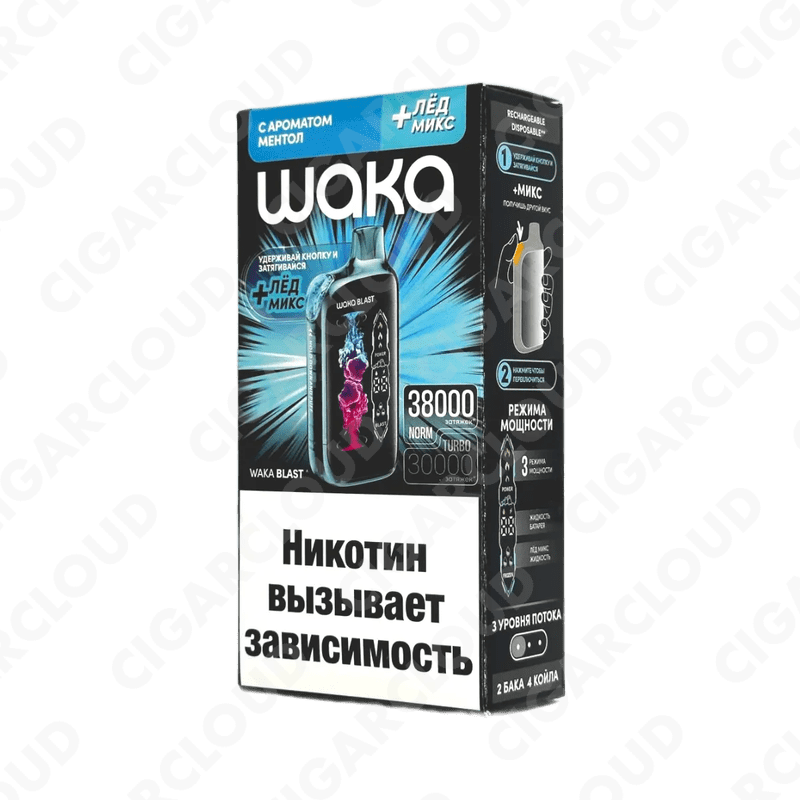 WAKA Blast 38000 Hard - Ментол + лед микс